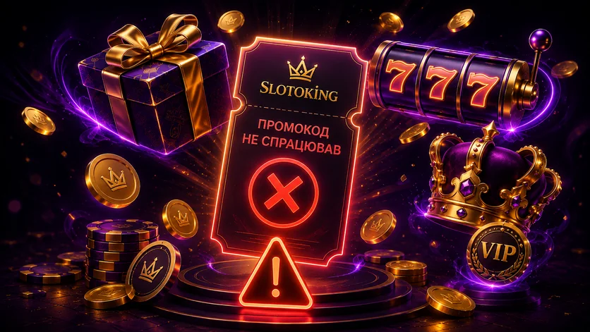 Купон Slotoking із позначкою про те, що бонусний код не спрацював